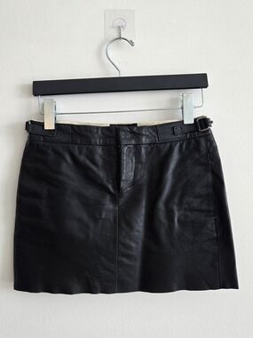 Maje Black Leather Mini Skirt Size 0